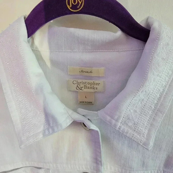 Christopher & Banks White Jean Jacket - Picture 2 of 4